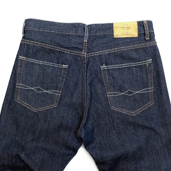 ZARA MAN DENIM COLLECTION High Waisted Straight Leg Jeans in Dark Wash - Picture 6 of 16
